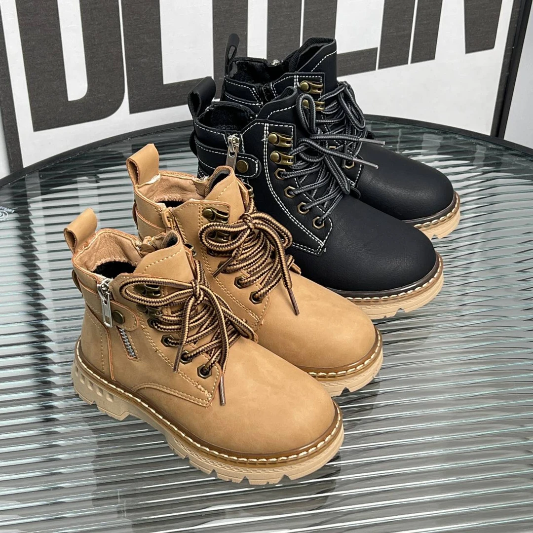 26-30码断码儿童时尚百搭童鞋女童加绒马丁靴靴子 （CM）8086