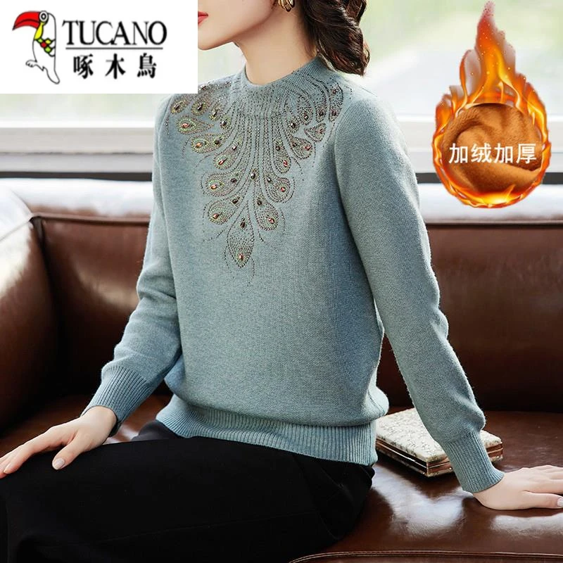 2023新款中老年女装羊毛衫高领毛衣中年加厚保暖打底衫