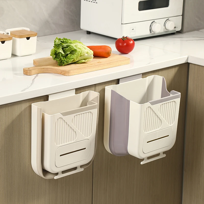 厨房免打孔壁挂壁挂式大号家用橱柜门挂式废纸篓卫生间塑料废纸篓