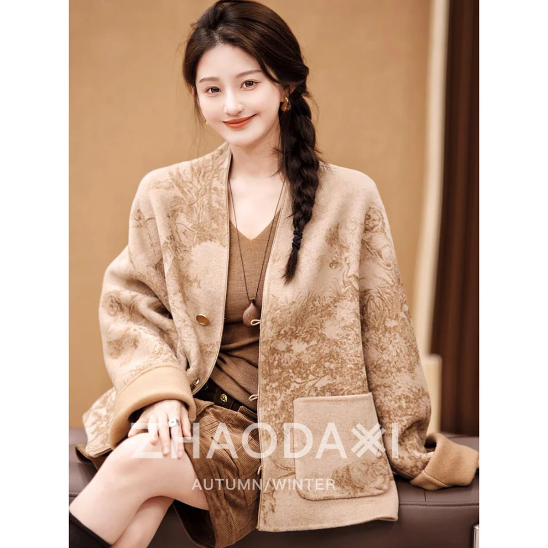 【赵大喜】呦呦鹿鸣国风大衣 | 100羊毛 手缝大衣（非定位印花）