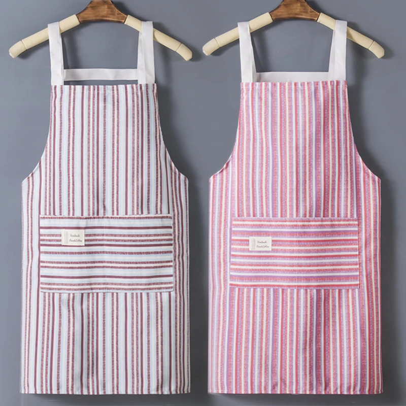 帆布透气薄款围裙女厨房家用做饭男加肥围腰上班耐磨工作背带加印