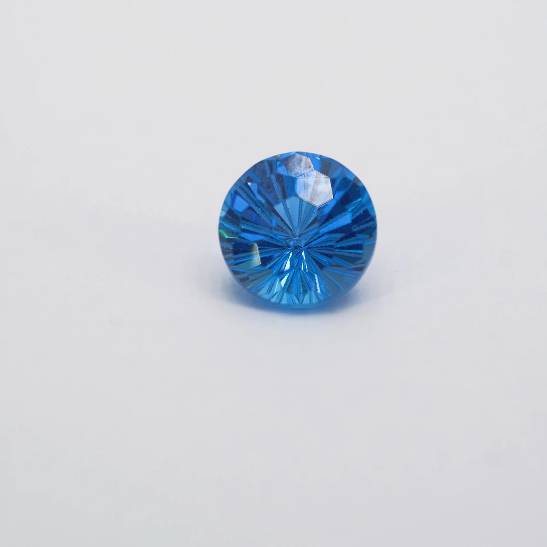 A58-8.00ct以上P/瑞士蓝托帕石圆形裸石全净无瑕满火彩11.5mm