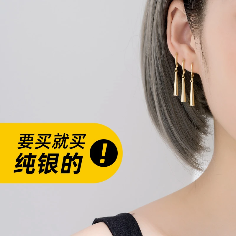 925银耳饰 金美澳索隆耳环同款多耳洞的酷帅女耳夹冷淡风个性