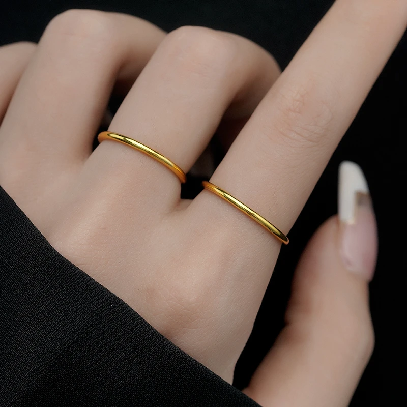 钛钢戒指 叠戴素款ins个性食指戒2024年素圈小众指环轻奢首饰品