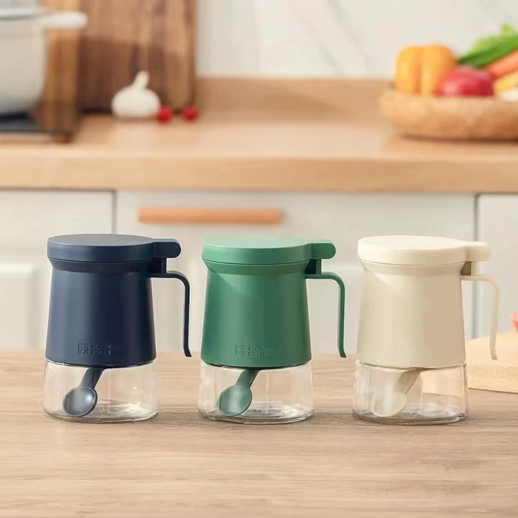 祝氏心宜西西里调料盒双重密封防潮厨房家用带勺玻璃调料瓶盐罐