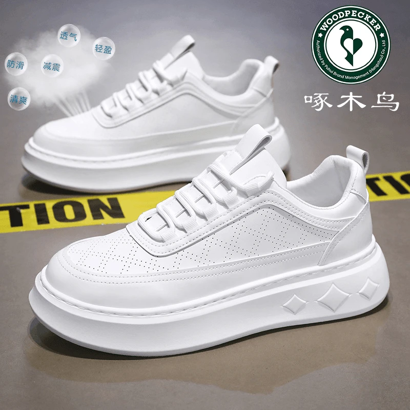 啄木鸟 男鞋透气小白鞋男韩版潮流百搭厚底运动鞋休闲板鞋潮鞋