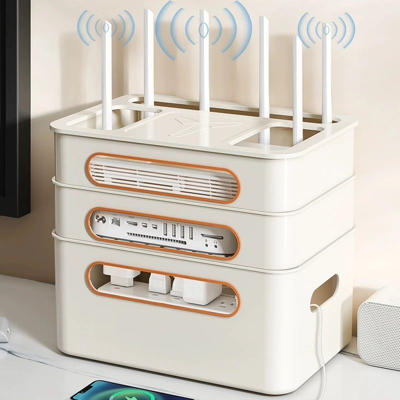 客厅wifi路由器放置架插座电视机顶盒架子无线光猫排插线路遮挡盒