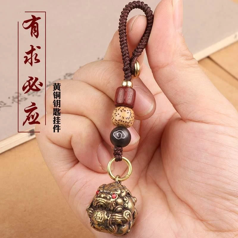 黄铜钥匙扣纯铜手工咬钱三足金蟾挂件汽车钥匙链挂件吊坠饰品男女