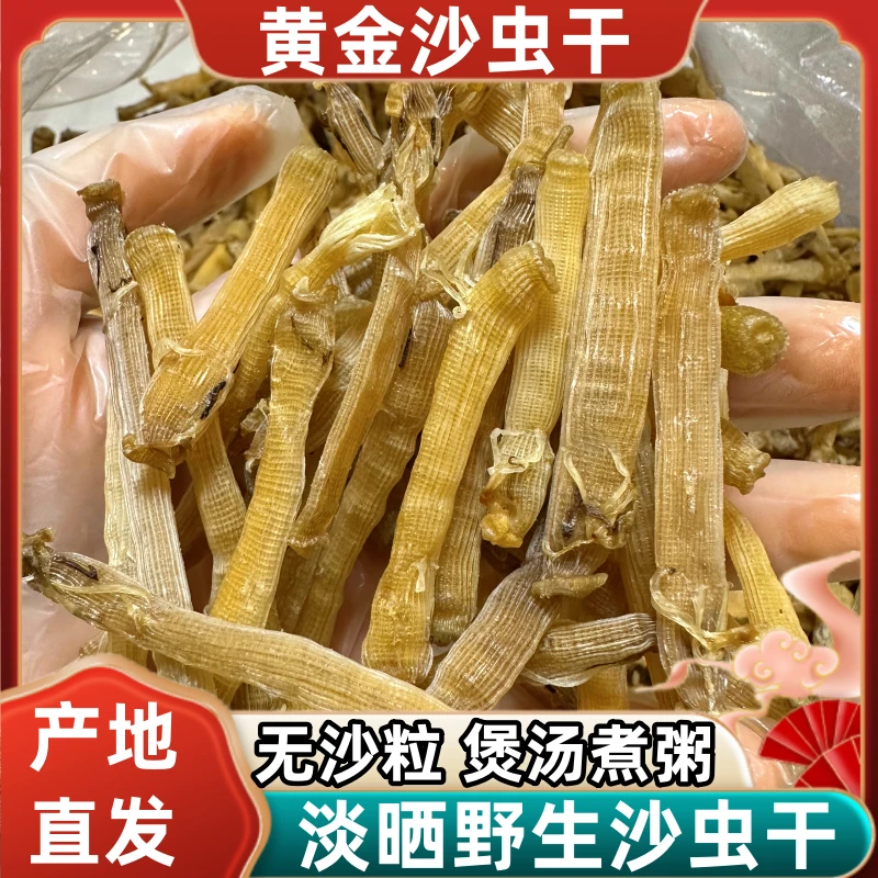 北海沙虫干自然淡干小沙虫新鲜自晒海肠子沙虫煲汤煮粥海鲜干货