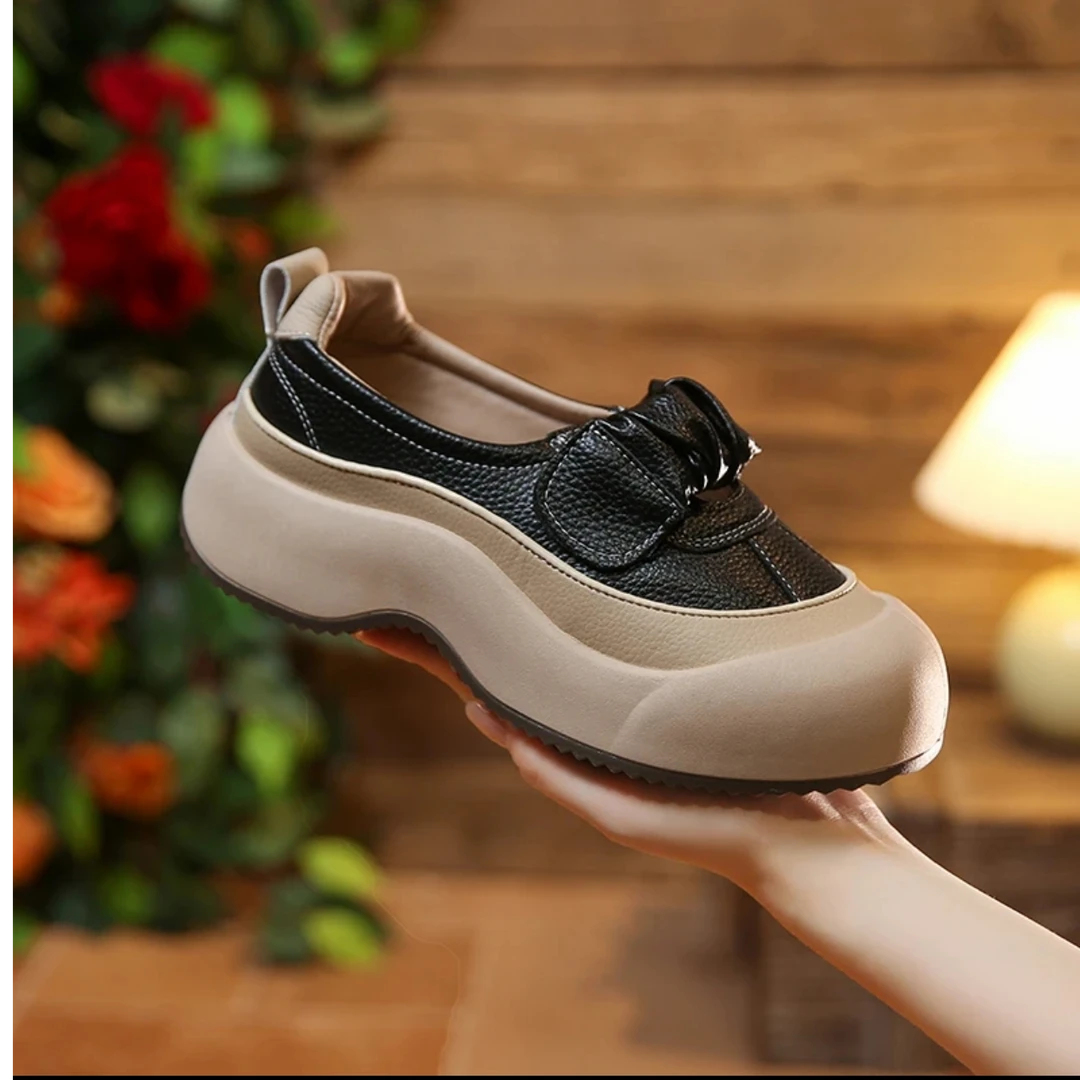 时尚浅口单鞋厚底5cm休闲鞋女2024秋季玛丽珍小白鞋运动软底女鞋