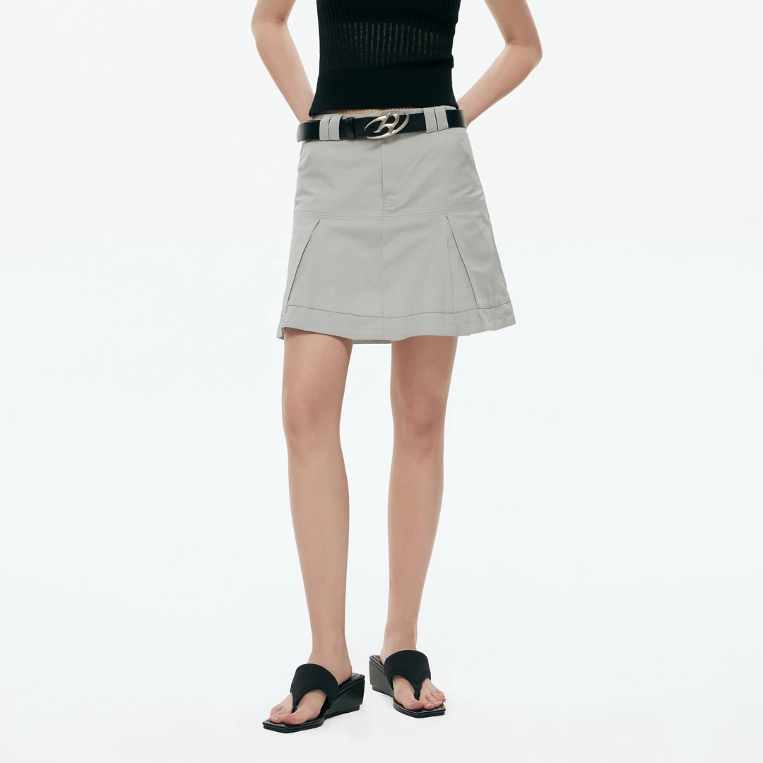 【出逃年末浮力】设计感小众拼接设计半身裙女低腰显瘦工装A字短裙