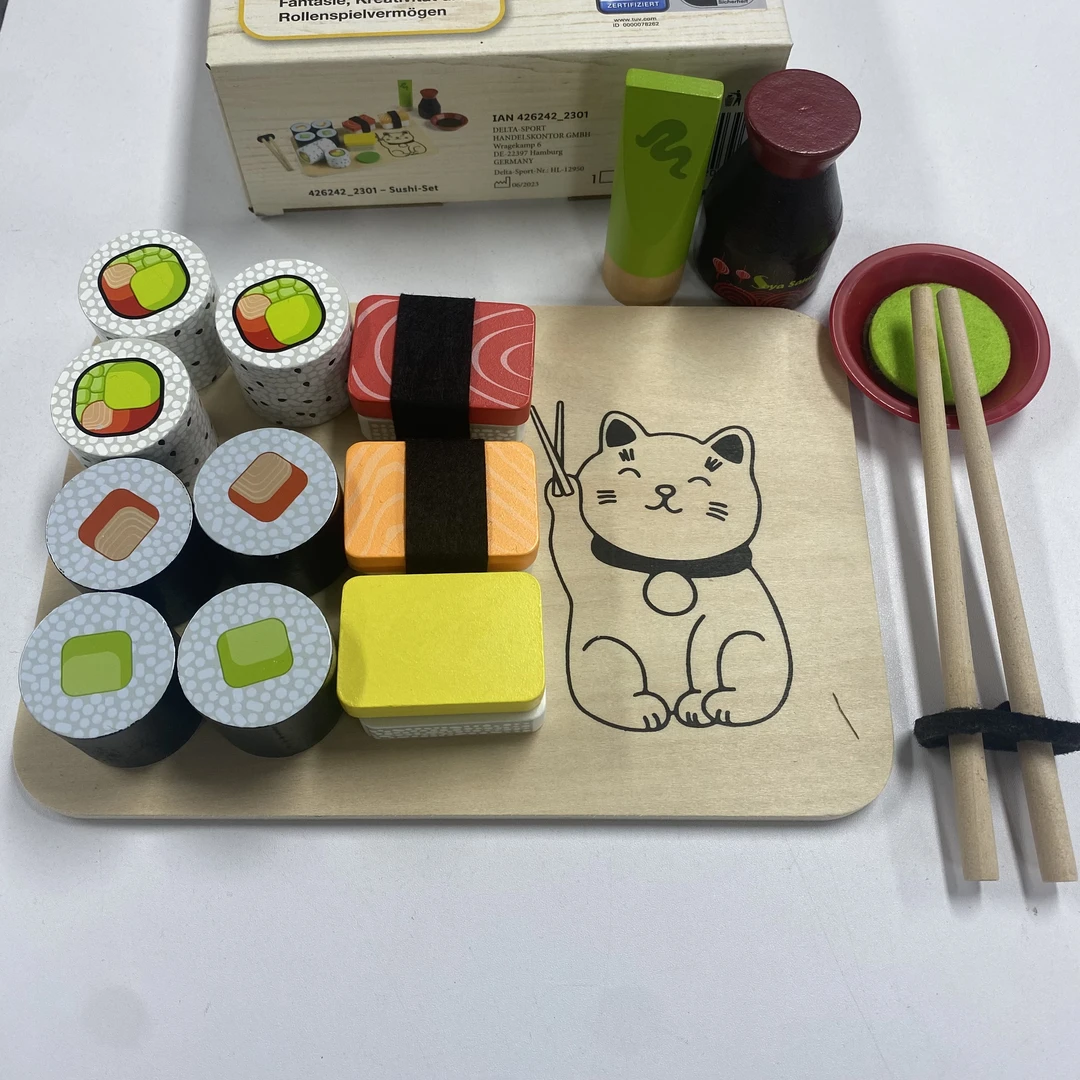 儿童过家家木质仿真寿司食物套装切切乐玩具厨房做饭角色扮演2-6