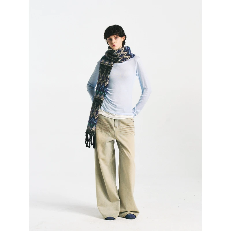 Howwell 24秋冬  冰岛纹羊毛围巾韩版波西米亚风搭肩2024保暖