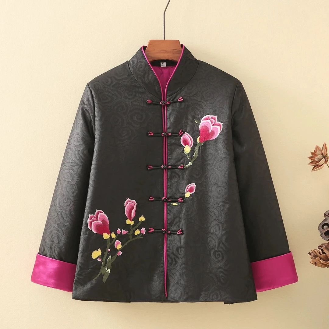 冬季新款2024妈妈装中式半高领短款女棉服加绒时尚小外套F045