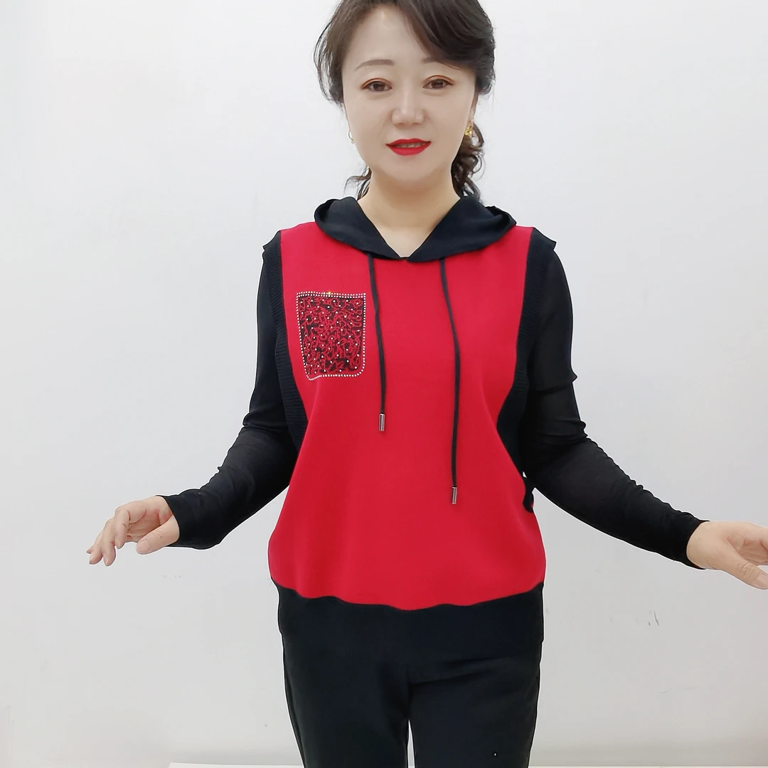 美美服饰新款8325#款纱衣马甲连帽休闲假两件小衫 时尚洋气百搭