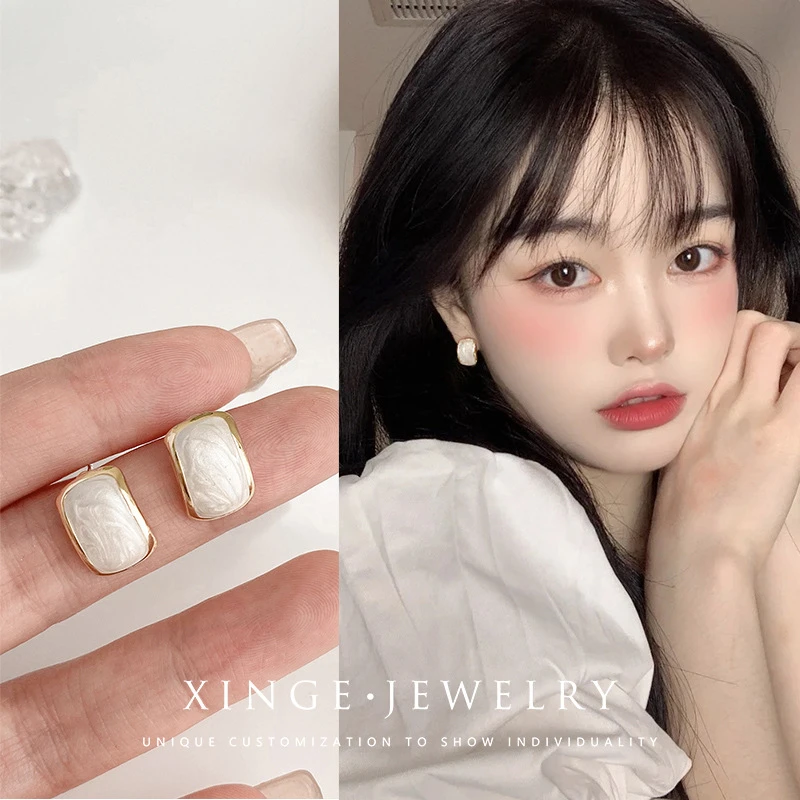 复古高级感耳钉女韩国气质网红925银针简约轻奢耳环通勤百搭耳饰