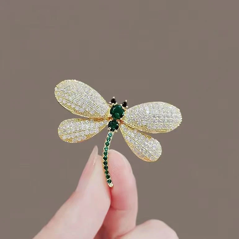 合金胸针 高档精致蜻蜓百搭奢华小众西装胸花别针领针防走光配饰