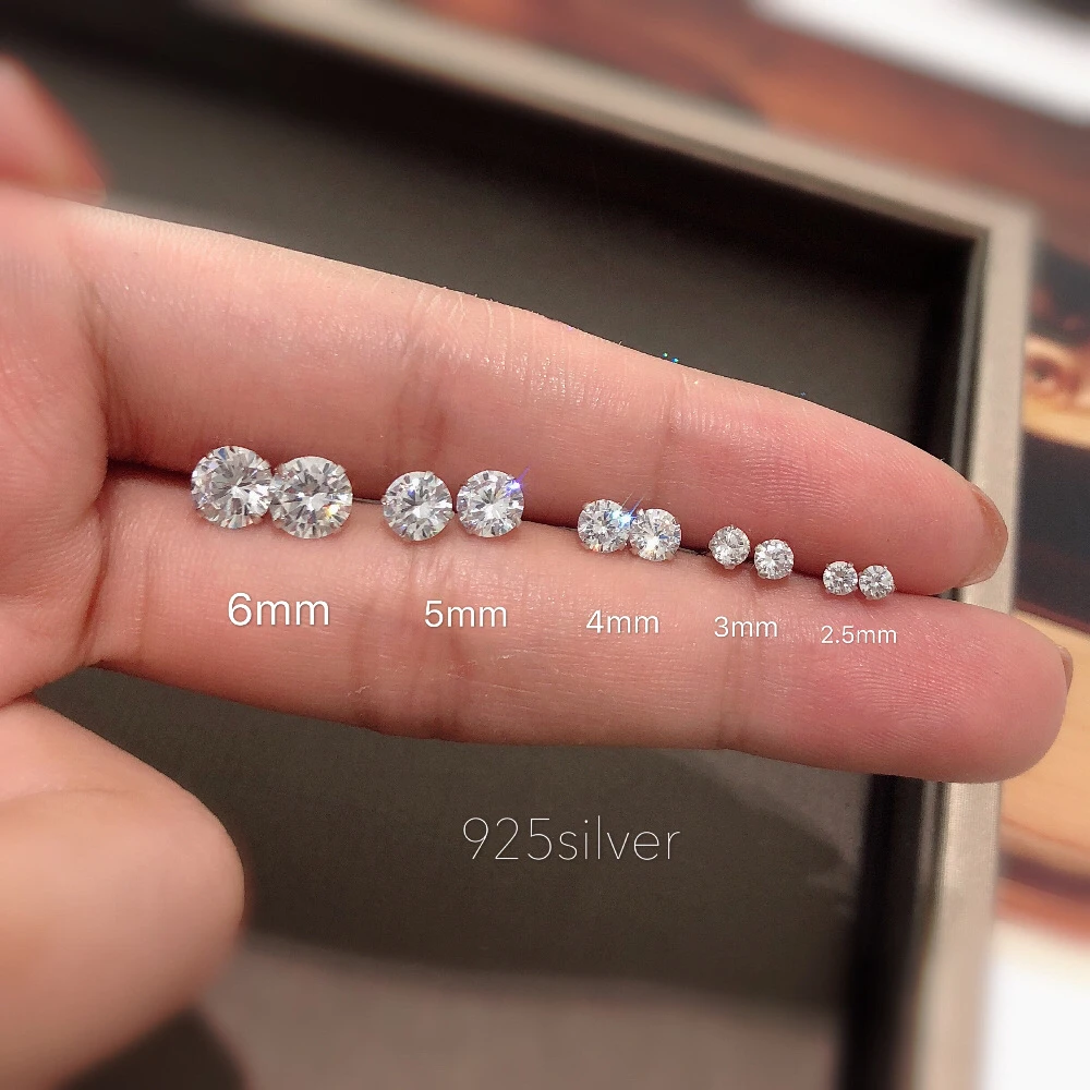 合金耳饰 s925纯银镶锆石小耳钉养耳洞锆石简约耳骨钉精致迷你
