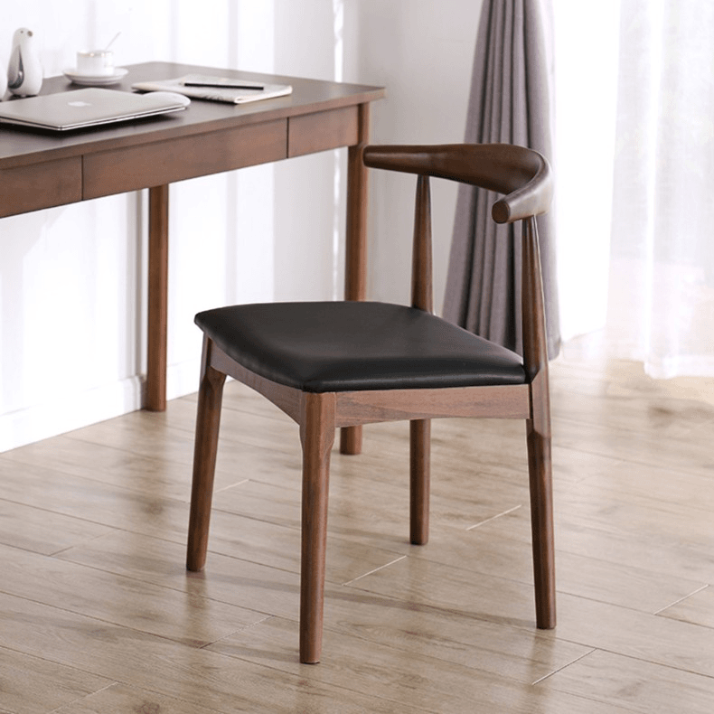 【风眠社专属】实木牛角椅PU面家用简约北欧椅子餐椅书桌椅凳子