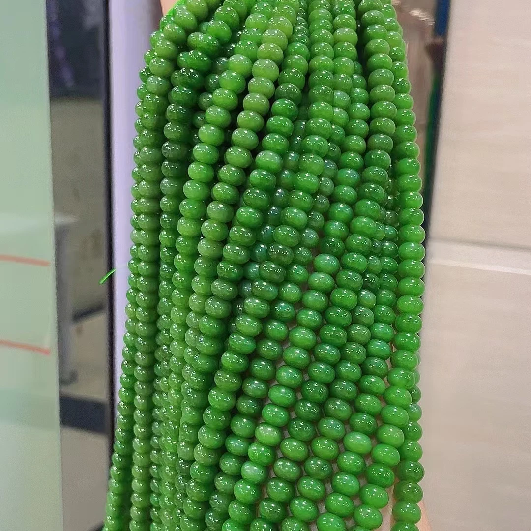 惊喜开~胖鼓鼓算盘珠手串宠粉！阳绿色老矿俄料碧玉算盘王炸