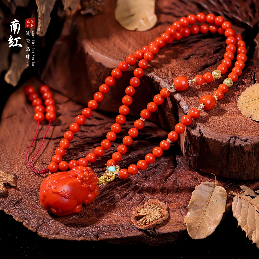 【桃总推荐】diy18K保山南红高阶貔貅项链@@ZY41104002
