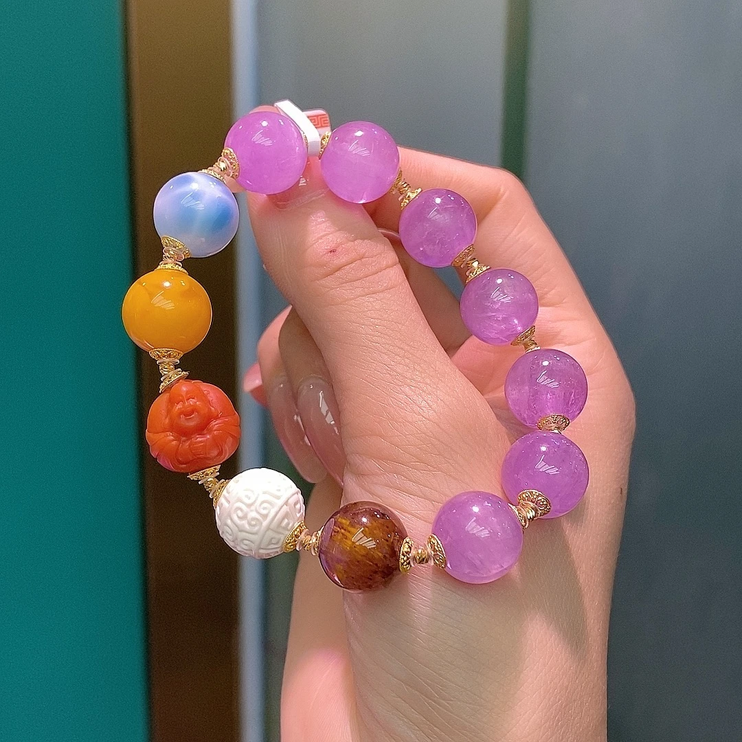 全金高定多宝！为你而来！！紫锂辉多宝手串首发惊喜，冰紫玉化高阶