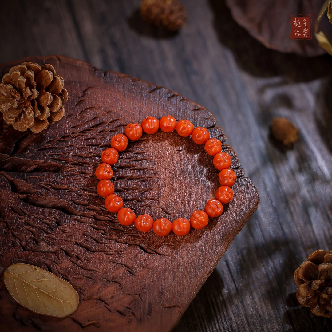 【桃总推荐】南红笑佛精雕手串@@ZY21202001