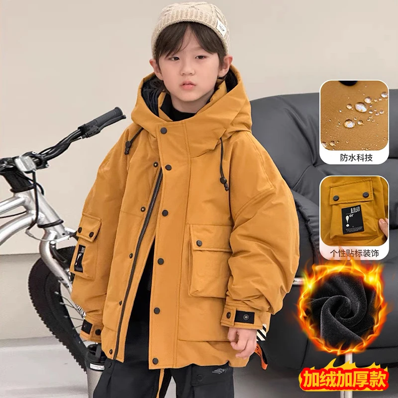 男童冬款外套2024新款冬季加绒加厚派克服中大儿童男孩冬装潮品