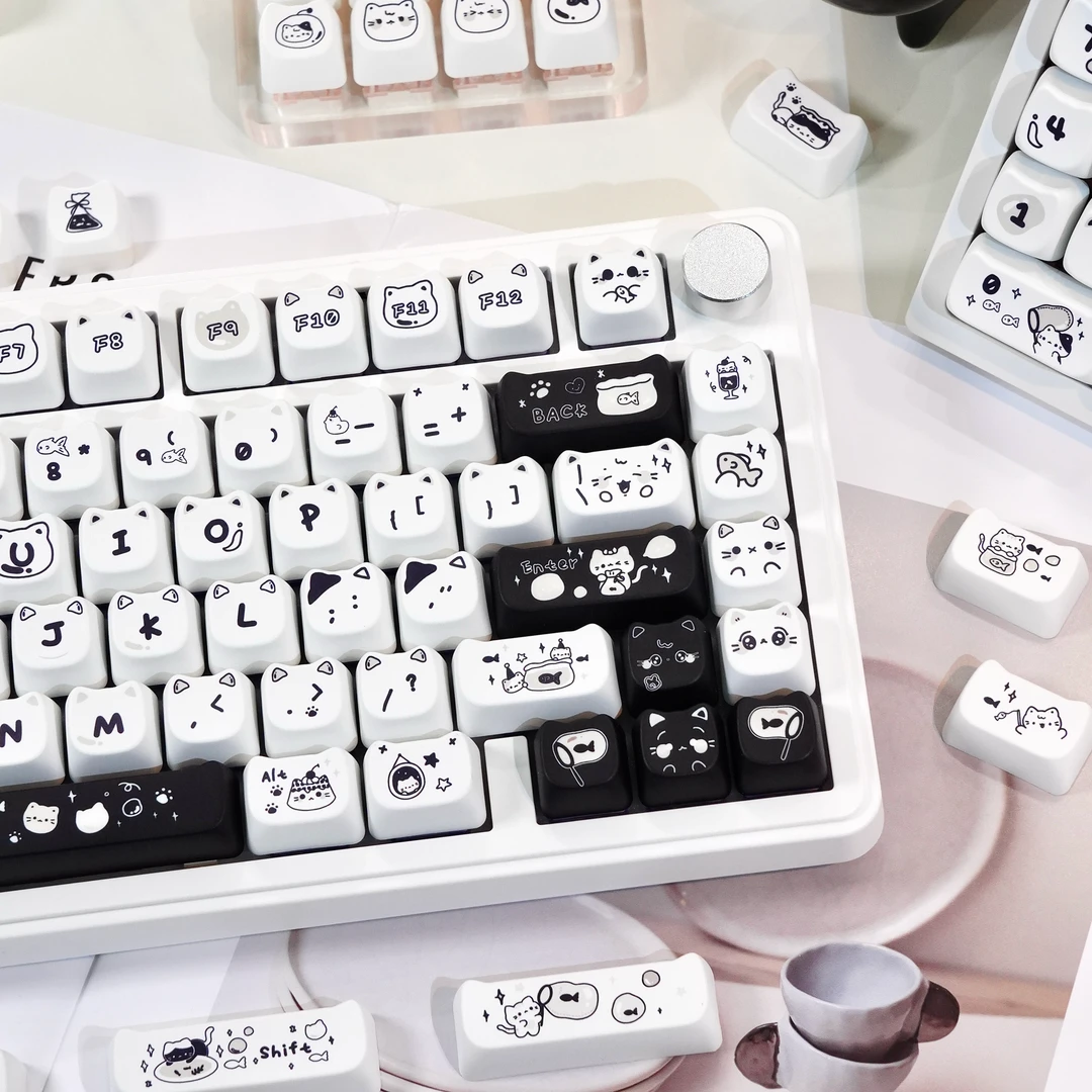 Maorbeng猫尔本MAO高度线条小猫140颗可爱十字热升华机械键盘键帽