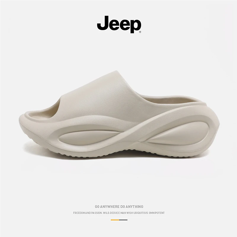 JEEP/吉普凉拖鞋潮流踩屎感椰子拖鞋一字拖网红ins厚底防滑夏天