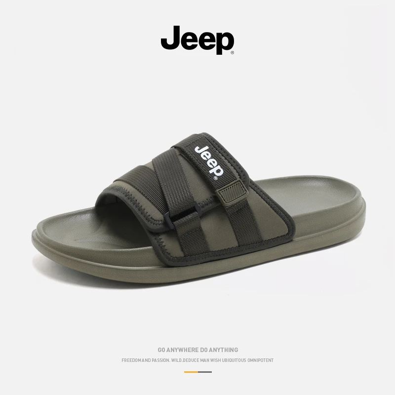 JEEP/吉普拖鞋男款ins网红休闲户外防滑时尚男士沙滩室外一字拖