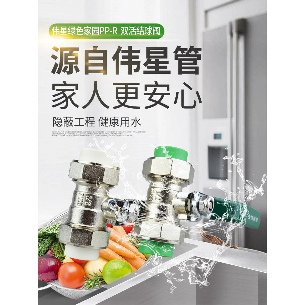 伟星管业PPR水管配件双活接球阀20/25/32阀4分/6分1寸双活接球阀