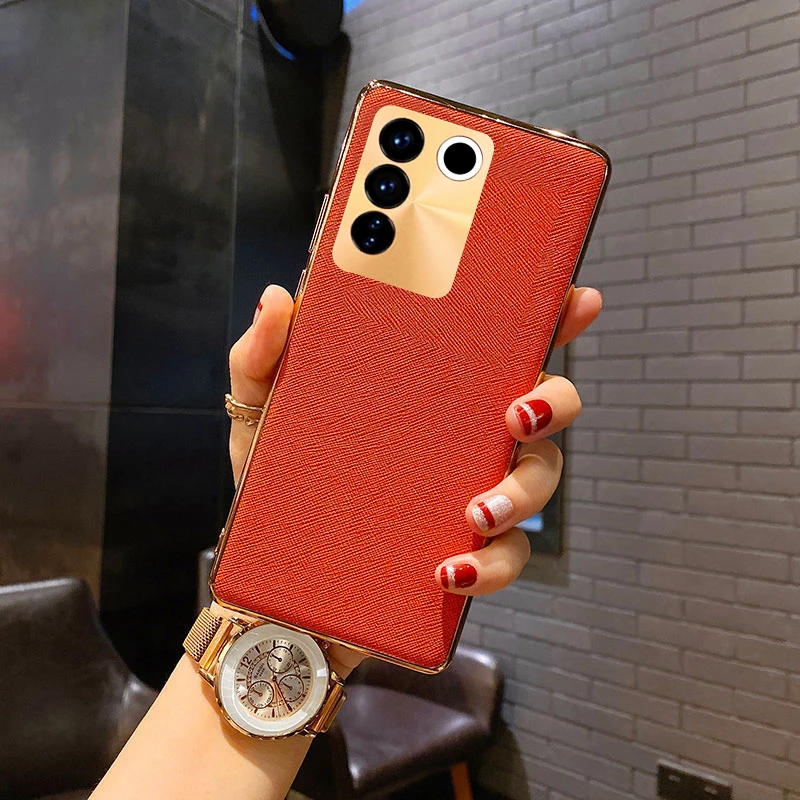 vivos16Pro手机壳新款电镀素皮s16轻奢金属镜头全包防摔男女款