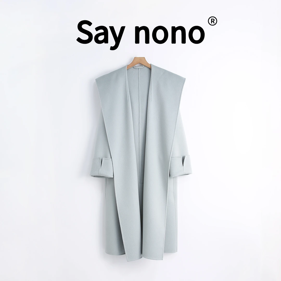 懒猫nono│Saynono 静奢风＿经典翻领中长款水波纹大衣 /JNY241008