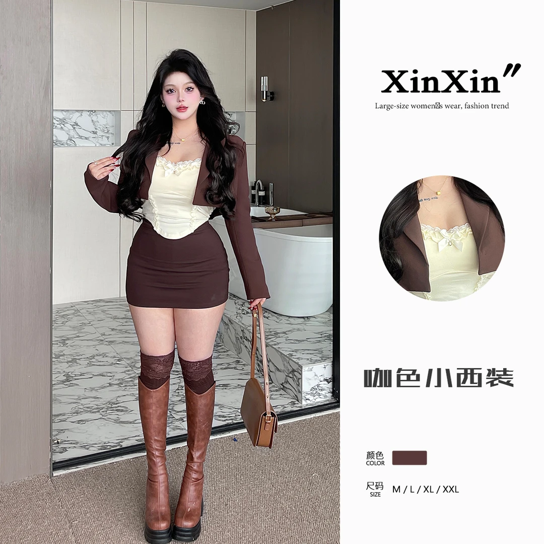 4506【高智御姐】微胖mm大码小西装外套显瘦女2024年广东秋冬新款