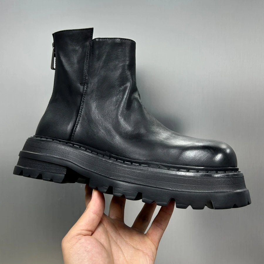 帕达索马丁靴2024秋冬男鞋厚底轻便工装靴时尚休闲皮鞋230916 DJF