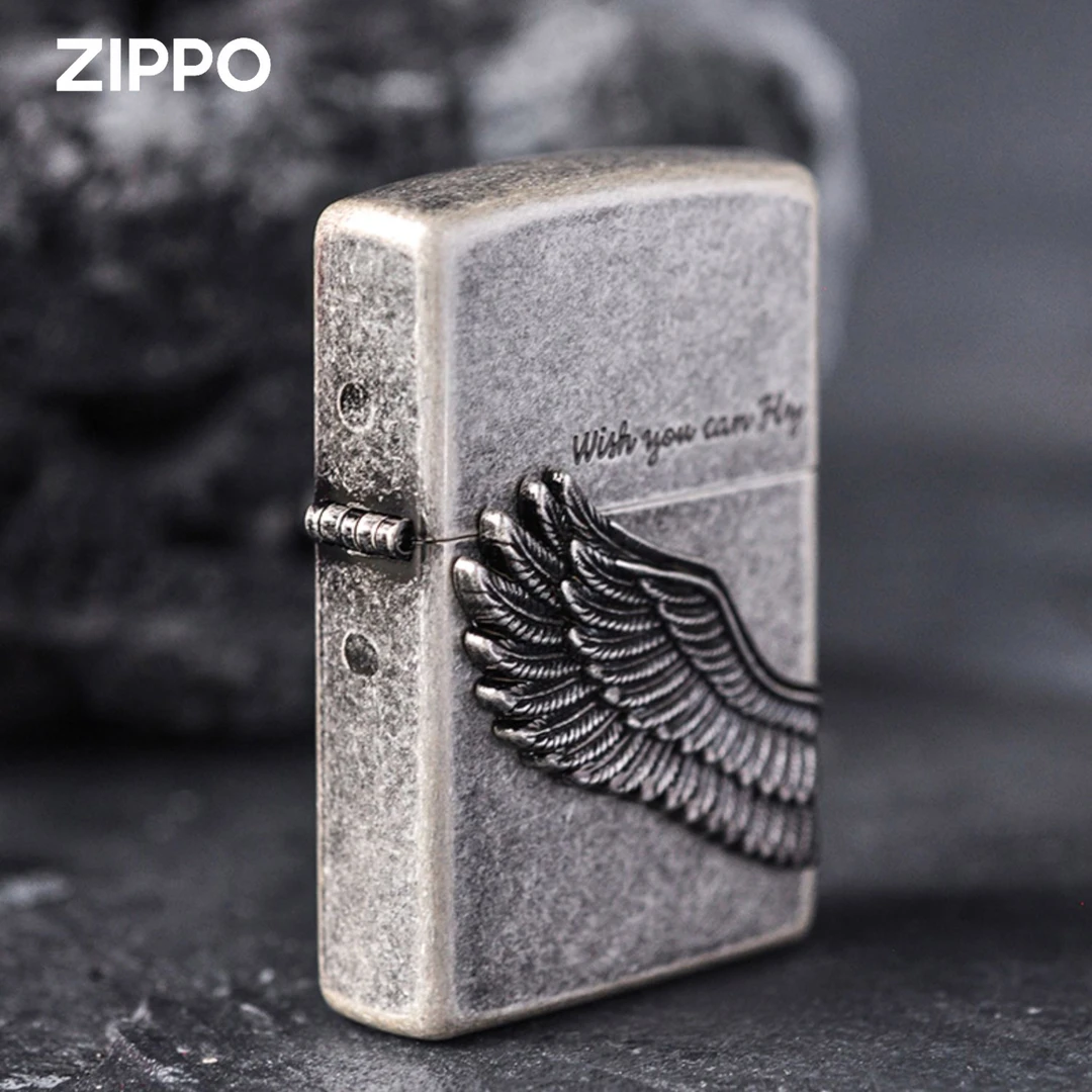 ZIPPO/之宝古银飞得更高天使翅膀官方正品打火机男士时尚个性TCJ1