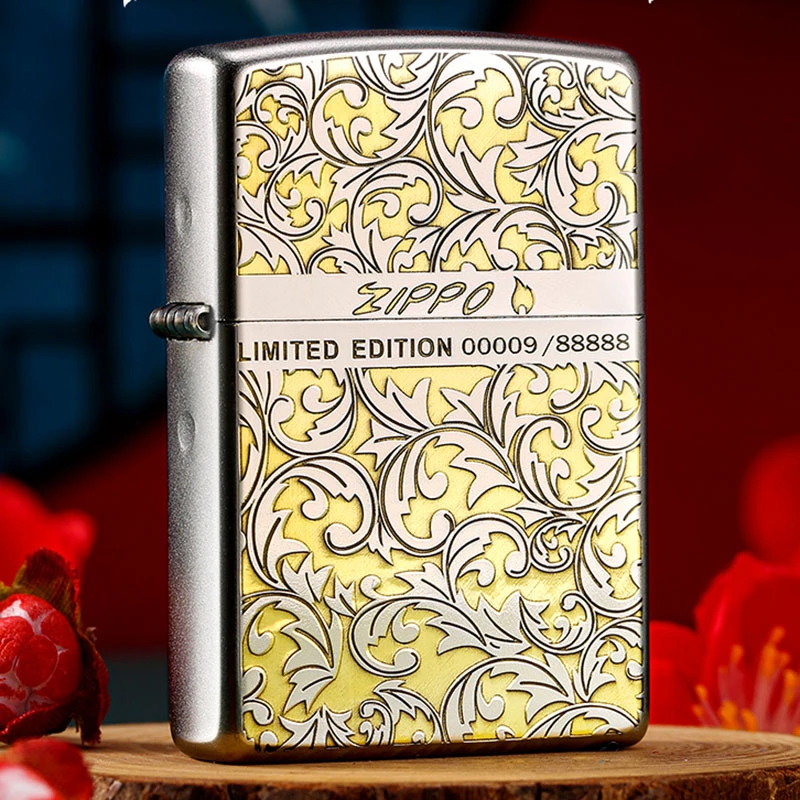 Zippo/之宝幸运唐草官方正品精雕独立限量编号双色双面银色DYJ1