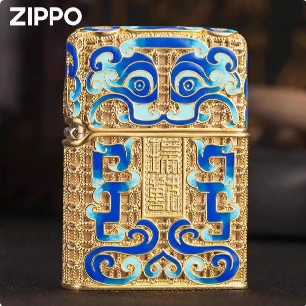 ZIPPO/之宝镀金祥云瑞兽官方正品花丝镂空复古个性防风原装DYJ1