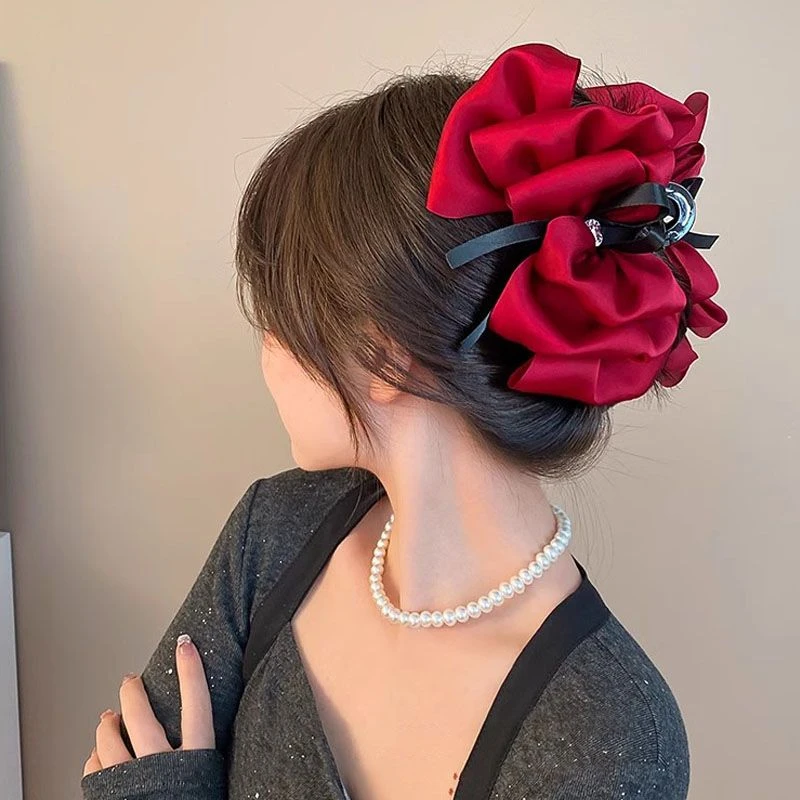 爱心云朵蝴蝶结泡泡高级水钻气质头饰发夹鲨鱼红色后脑勺盘发发卡
