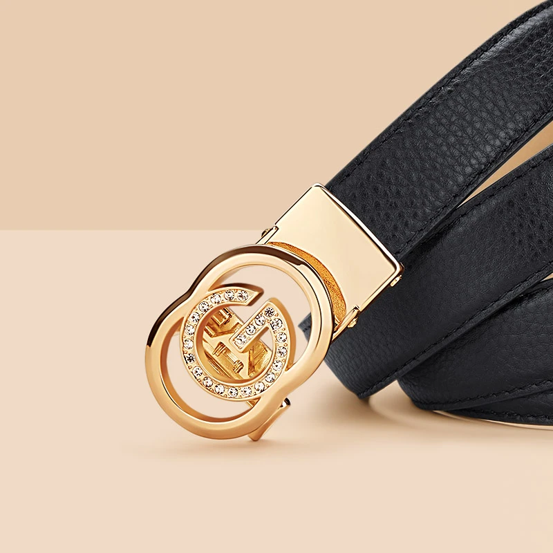 英皇保罗真皮女士腰带时尚百搭牛仔裤裙子自动扣皮带休闲裤腰带