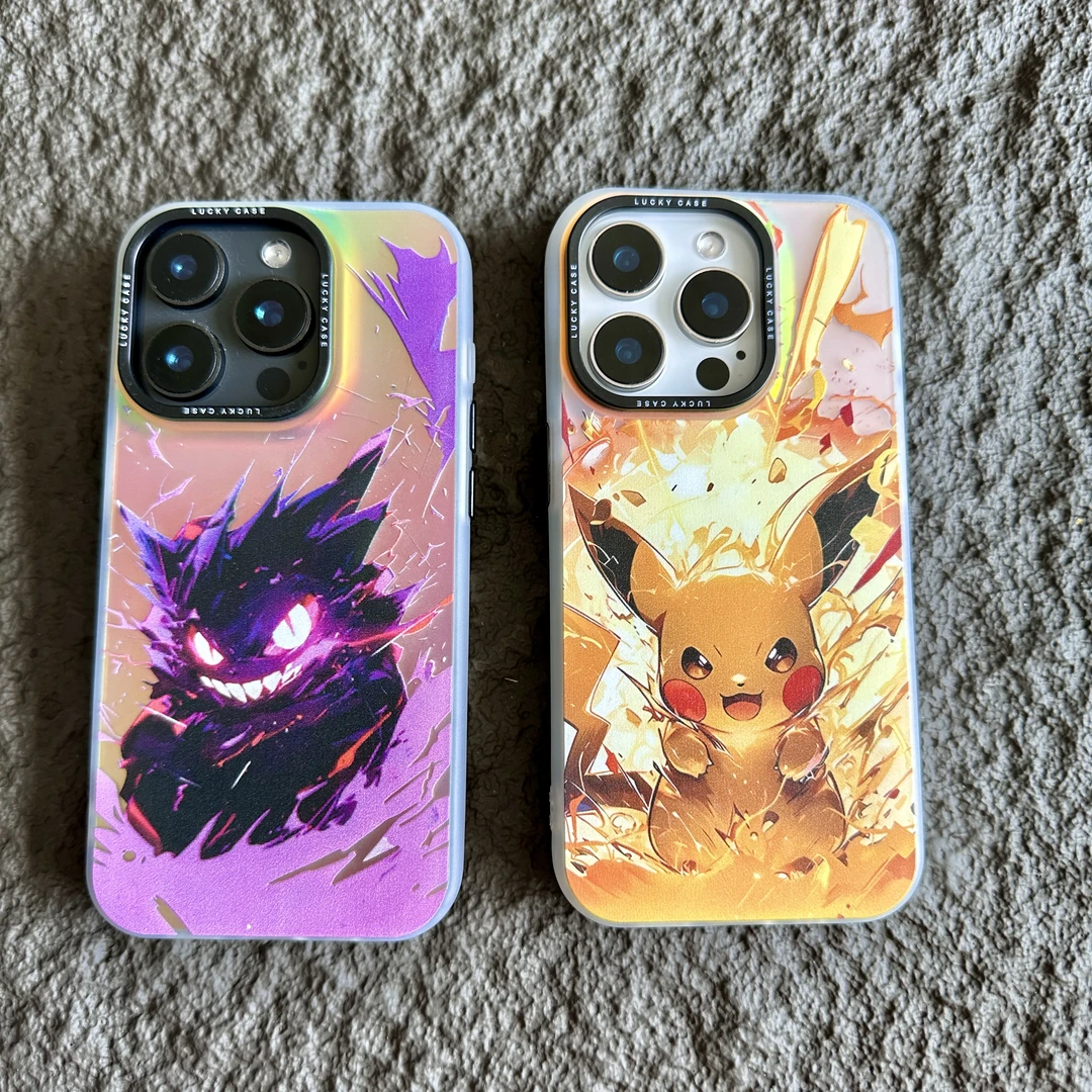 皮卡丘耿鬼【镭射】 软包硬背炫酷手机壳男适用苹果/vivo/oppo华为