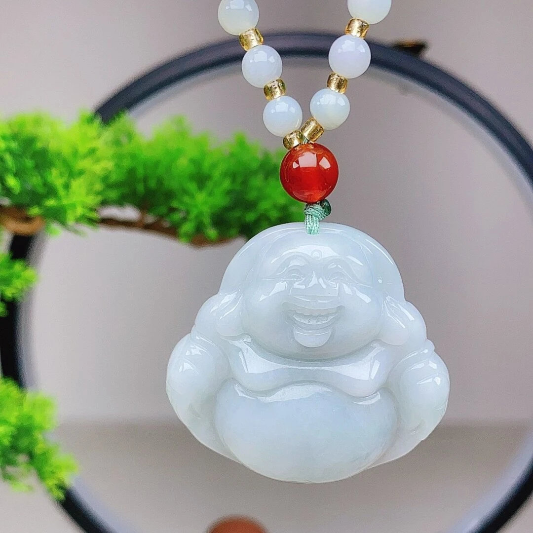 翡翠大佛公吊坠  天然翡翠A货 笑脸大厚装 大肚弥勒佛 送鉴定证书