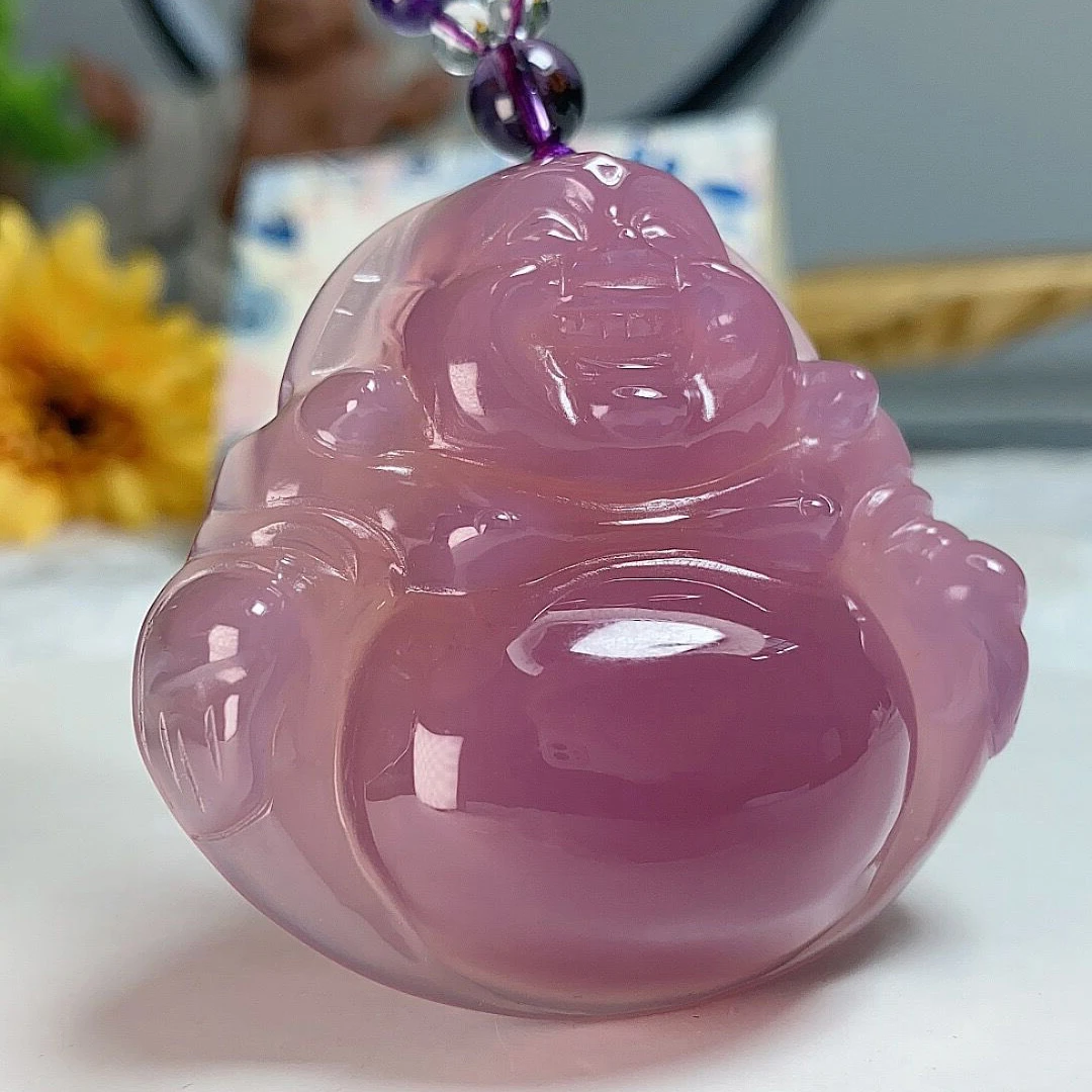 【镇店之宝】紫罗兰大佛公吊坠 天然玉石 3D立体大肚弥勒佛 福熹