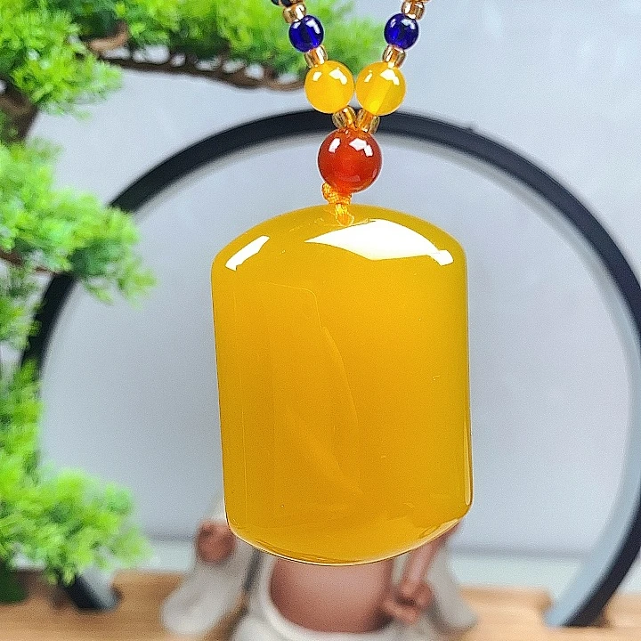 【好礼推荐】天然黄龙玉平安无事牌 平安无事 满蜜鸡油黄无事牌