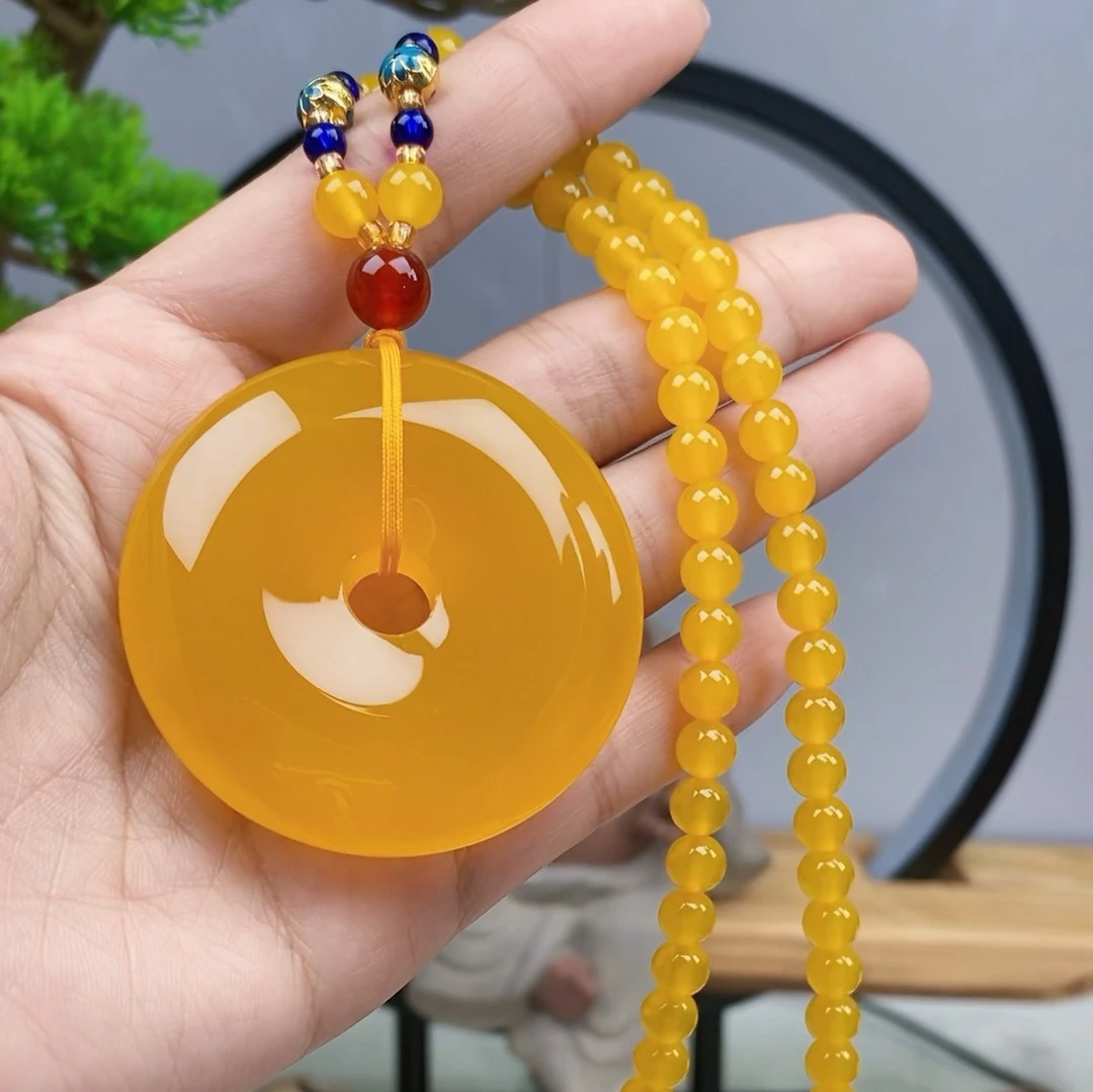 【镇店之宝】满蜜鸡油黄平安扣吊坠 黄龙玉平安扣 带证书礼盒