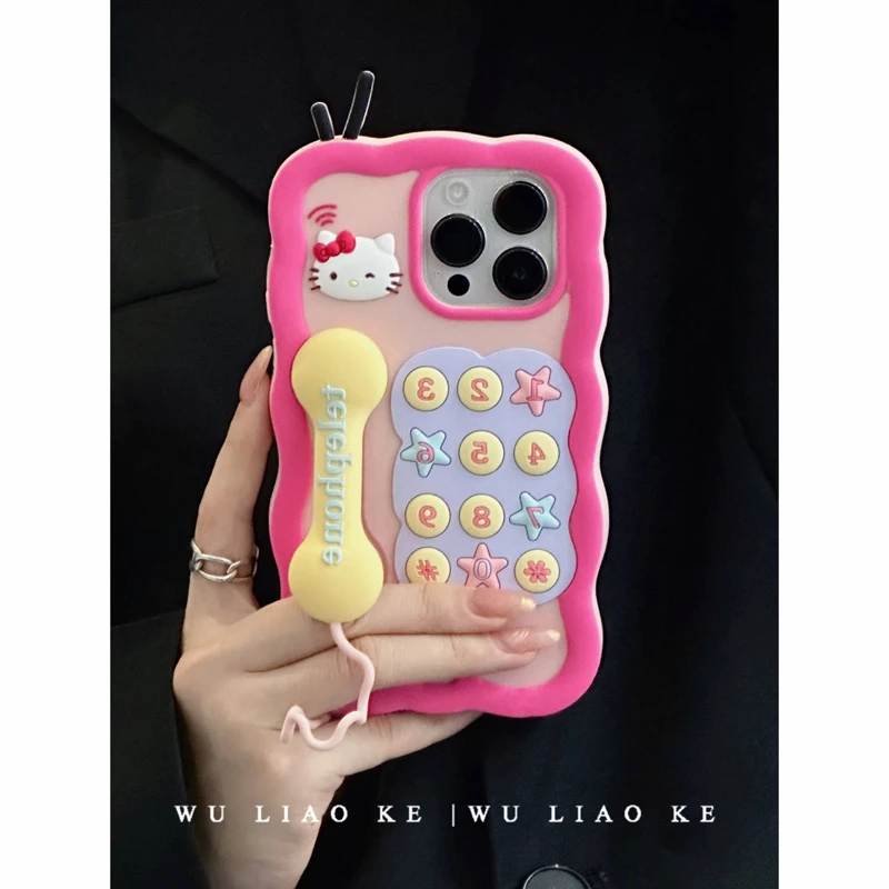 立体硅胶复古电话猫咪适用苹果iPhone14promax手机壳13/12/11可爱
