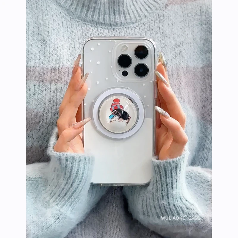 高透磁吸ins鼹鼠雪人适用苹果iPhone15promax手机壳14/13/12卡通