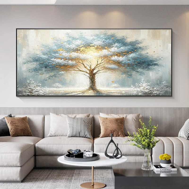 【发财树】手绘油画客厅背景墙挂画沙发背墙装饰画新款轻奢高级感画