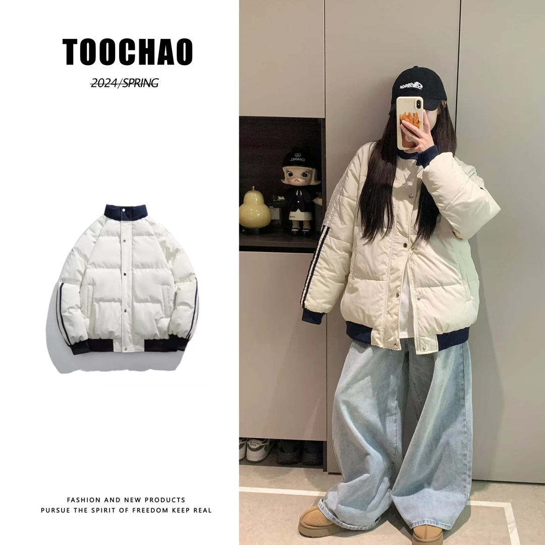 玫珂娜2024新款棉衣冬季加厚情侣立领棉服宽松简约保暖男女面包服